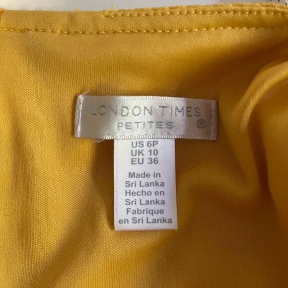 London Times Fit and Flare Dress Yellow Size 6p - Picture 4 of 4